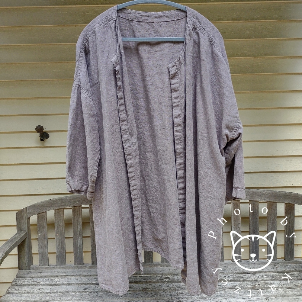 Linenbee Linen Open Jacket Cardigan Chore Coat Robe